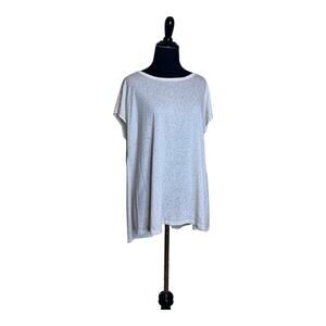 Old Navy active cream animal print short sleeves open back top size M